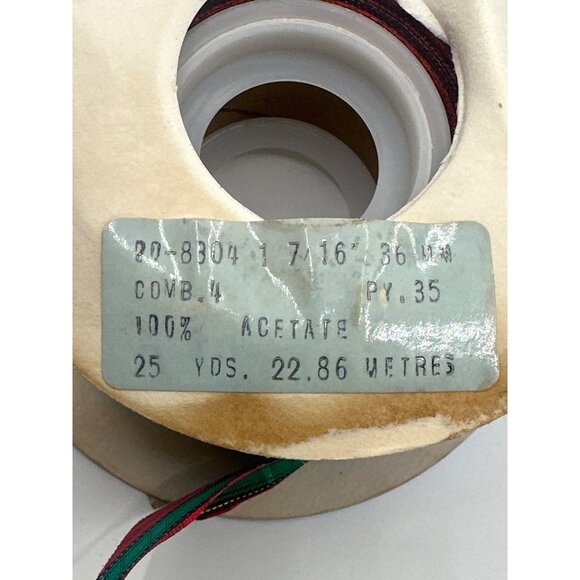 Vintage Plaid Acetate Ribbon 1 7/16" Wide 25 Yards Decorative Craft & Packaging - Picture 2 of 3